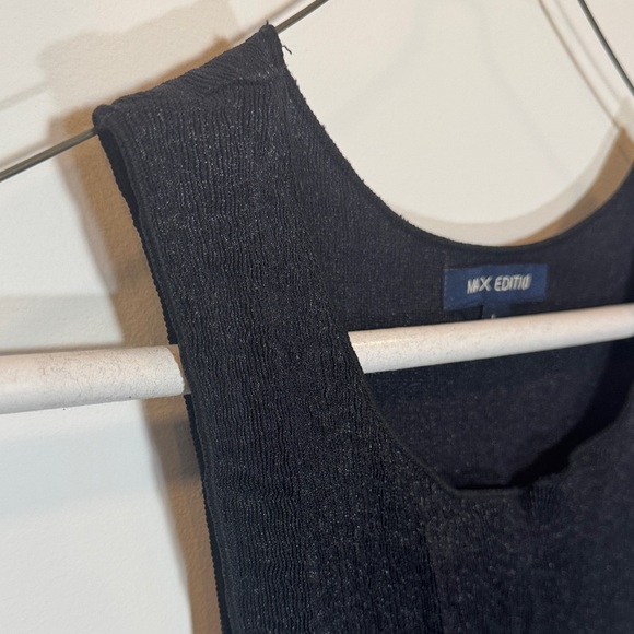 Max Edition Black and Gray Patterned Midi Dress - Picture 6 of 8